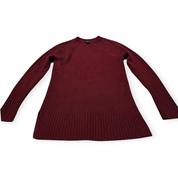 J. Crew 100% Cashmere Crew Neck Burgundy Sweater - Picture 2 of 6